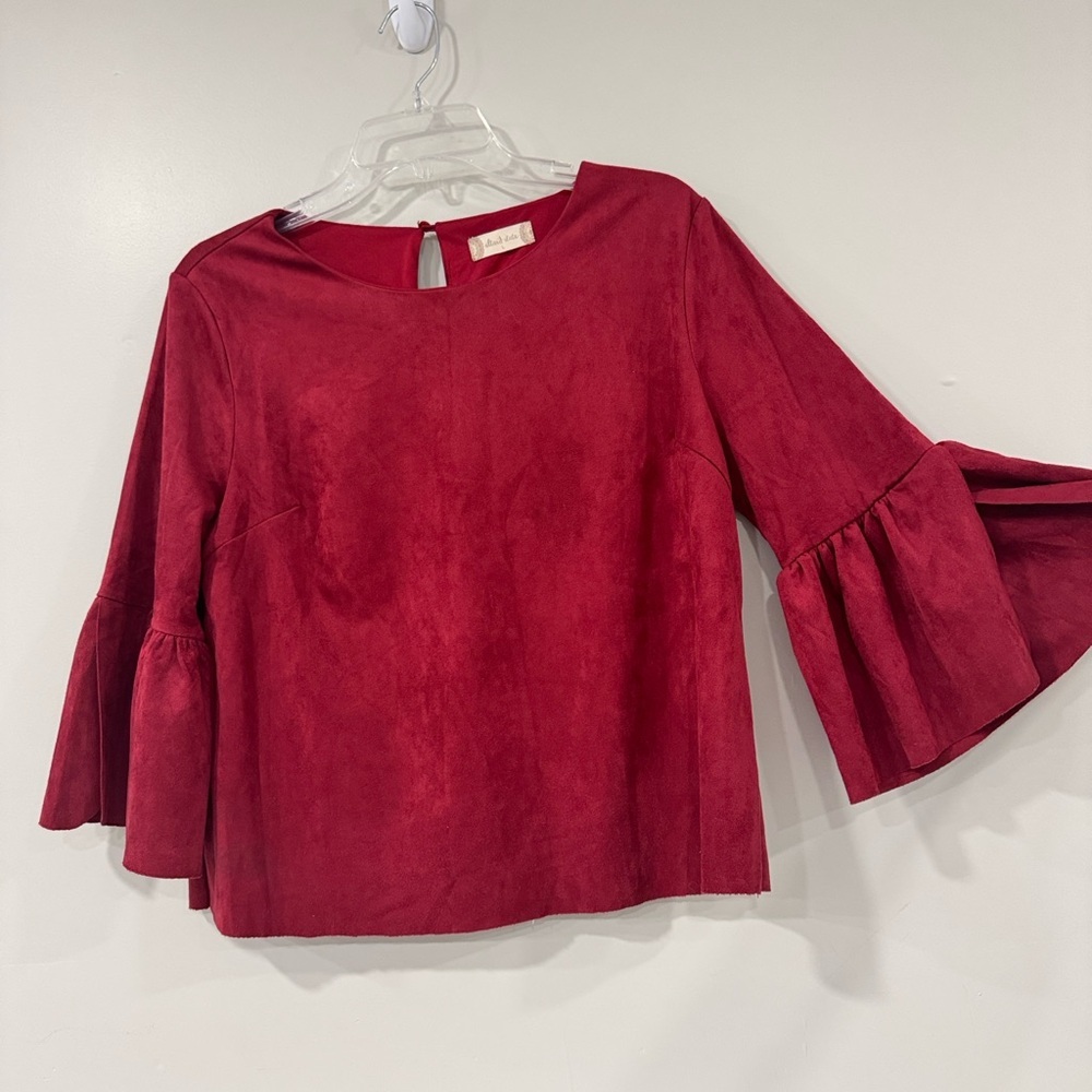 Altar'd State Rich Red Bell Sleeve Blouse Size Large